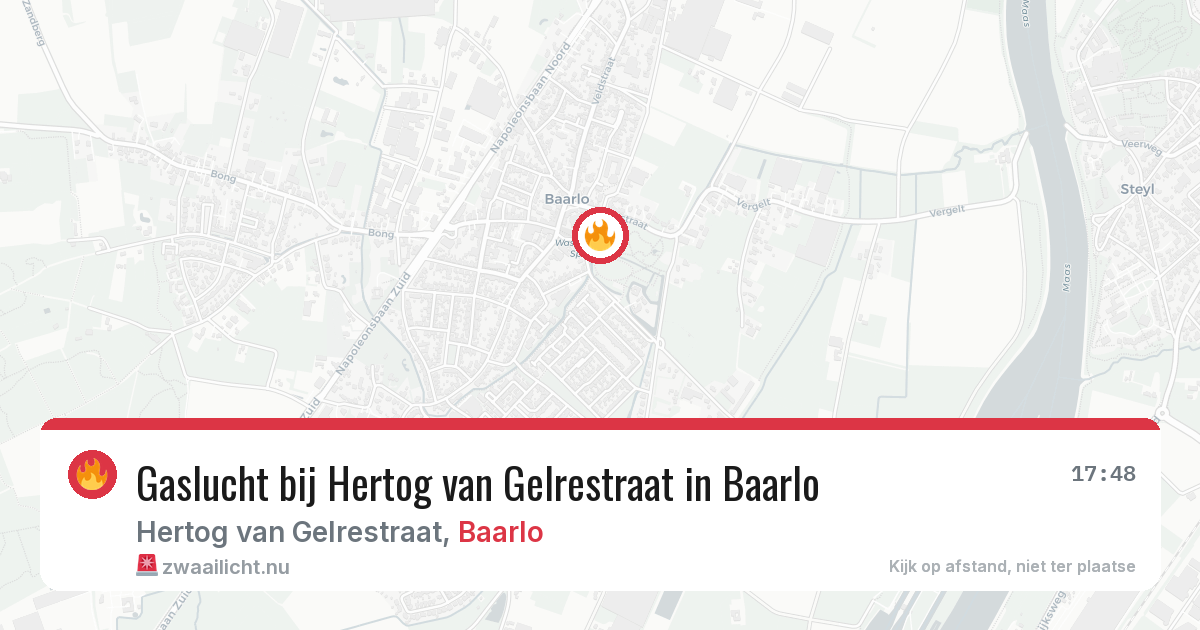 Gaslucht bij Hertog van Gelrestraat in Baarlo — 16 jan 2026