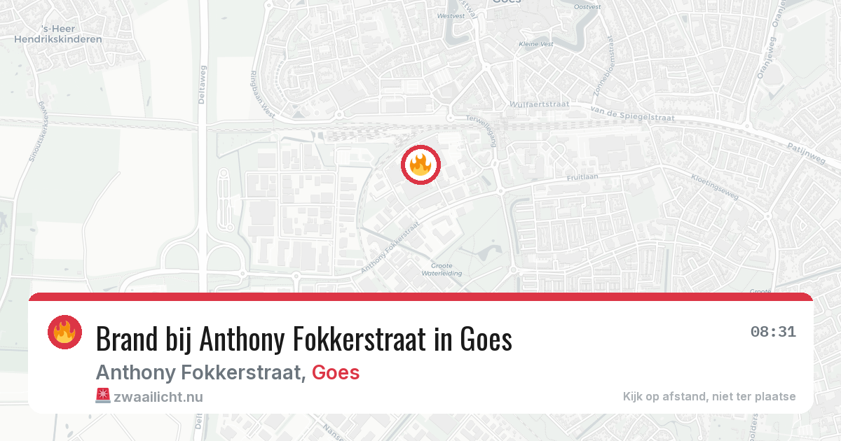 Brand bij Anthony Fokkerstraat in Goes — 15 jul 2026