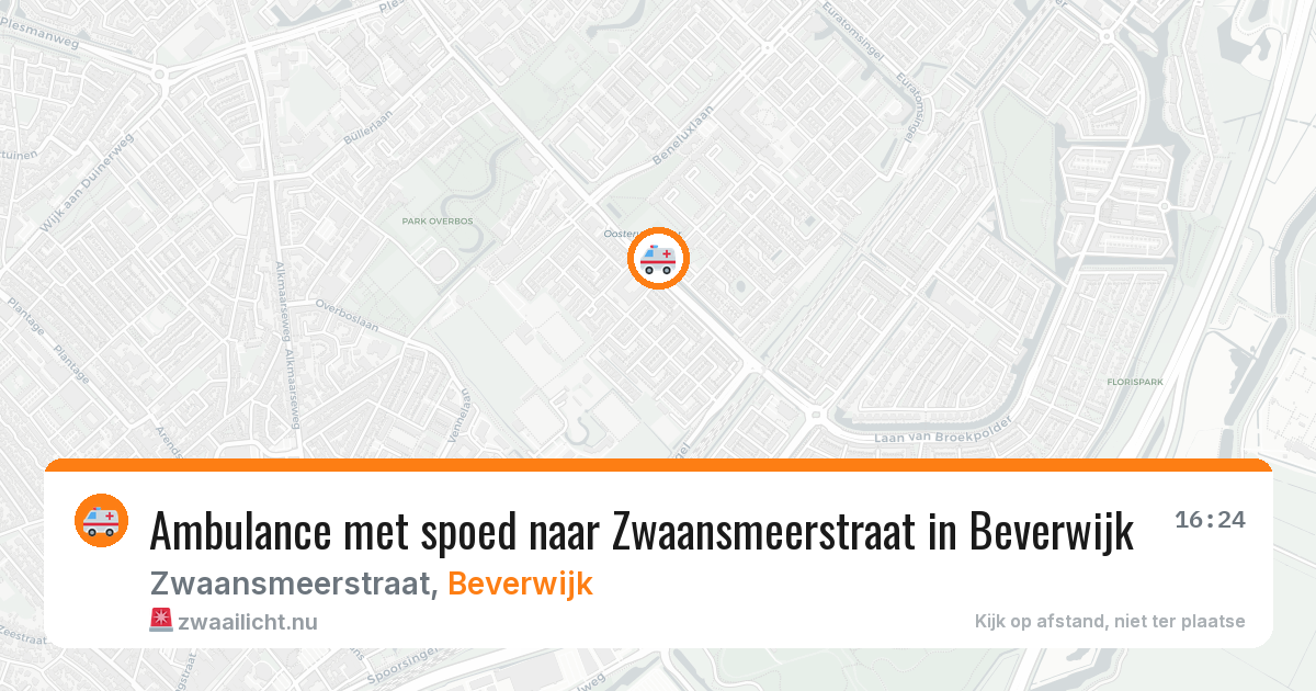 Ambulance met spoed naar Zwaansmeerstraat in Beverwijk — 26 jul 2026