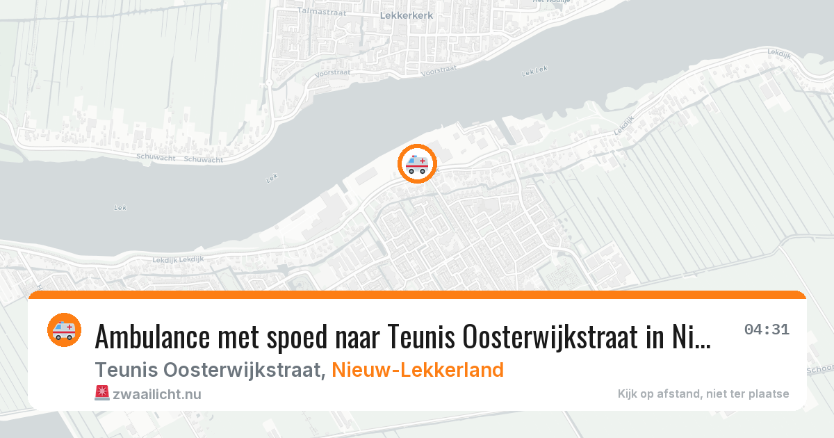 Ambulance met spoed naar Teunis Oosterwijkstraat in Nieuw-Lekkerland — 20 jul 2026