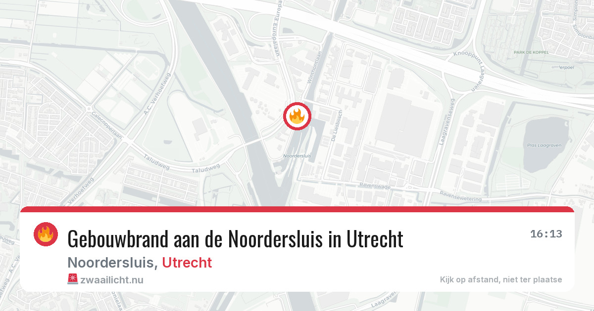 Gebouwbrand aan de Noordersluis in Utrecht — 28 jan 2026