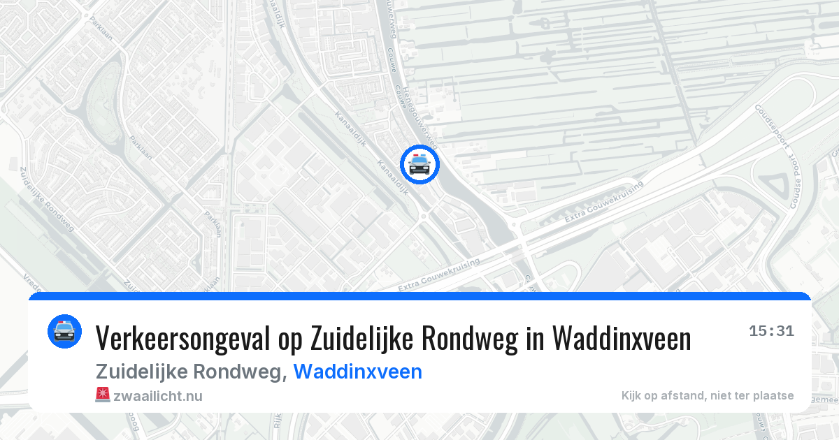 Verkeersongeval op Zuidelijke Rondweg in Waddinxveen — 11 mrt 2026