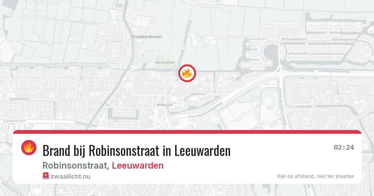 Brand bij Robinsonstraat in Leeuwarden — 16 apr 2026