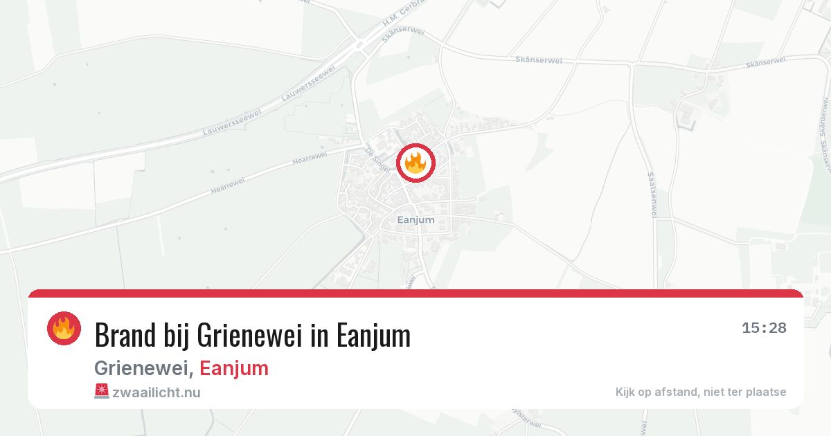 Brand bij Grienewei in Eanjum — 12 apr 2026