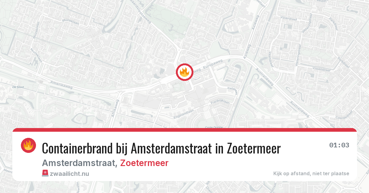 Containerbrand bij Amsterdamstraat in Zoetermeer — 15 mrt 2026