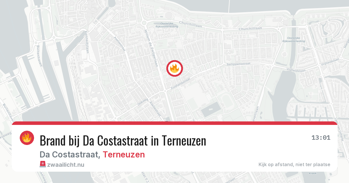 Brand bij Da Costastraat in Terneuzen — 16 jul 2026