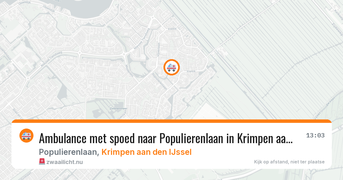 Ambulance met spoed naar Populierenlaan in Krimpen aan den IJssel — 15 jul 2026