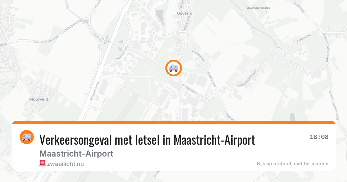 Verkeersongeval met letsel in Maastricht-Airport — 20 jan 2026