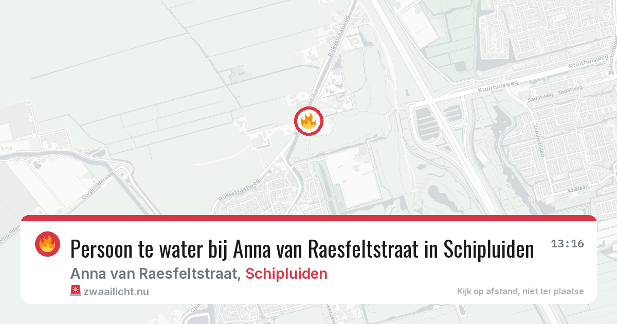Persoon te water bij Anna van Raesfeltstraat in Schipluiden — 12 jul 2026