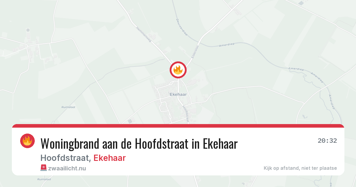 Woningbrand aan de Hoofdstraat in Ekehaar — 8 mei 2026