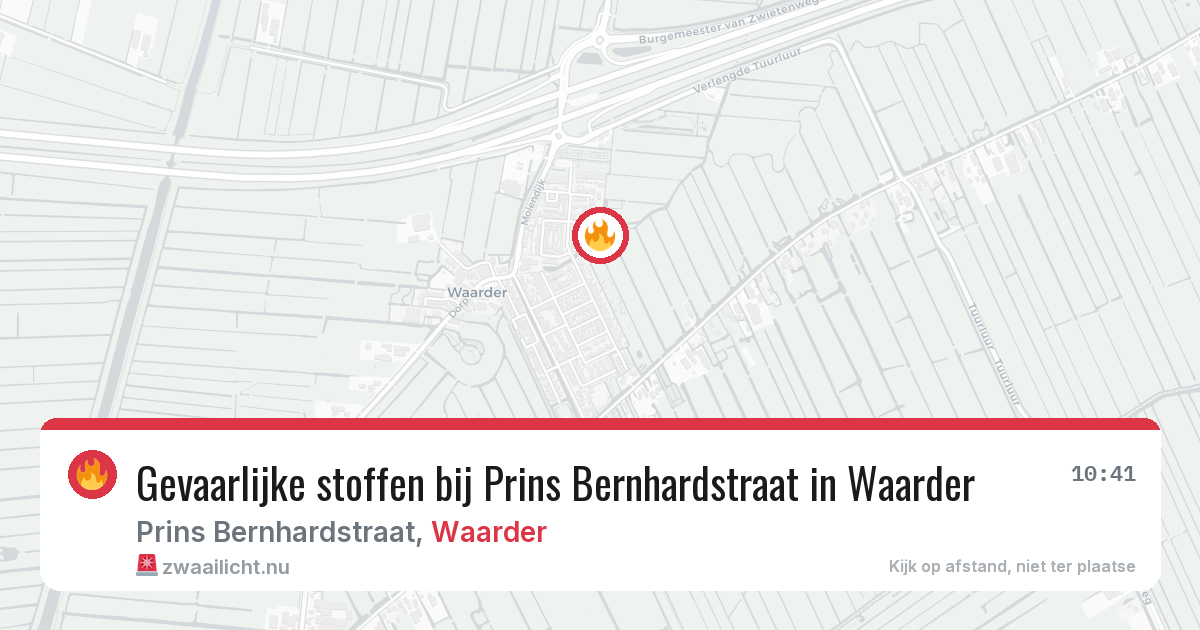 Gevaarlijke stoffen bij Prins Bernhardstraat in Waarder — 17 feb 2026