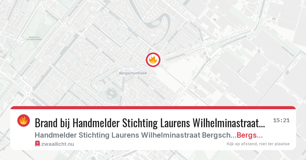 Brand bij Handmelder Stichting Laurens Wilhelminastraat Bergschenhoek in Bergschenhoek — 13 jul 2026