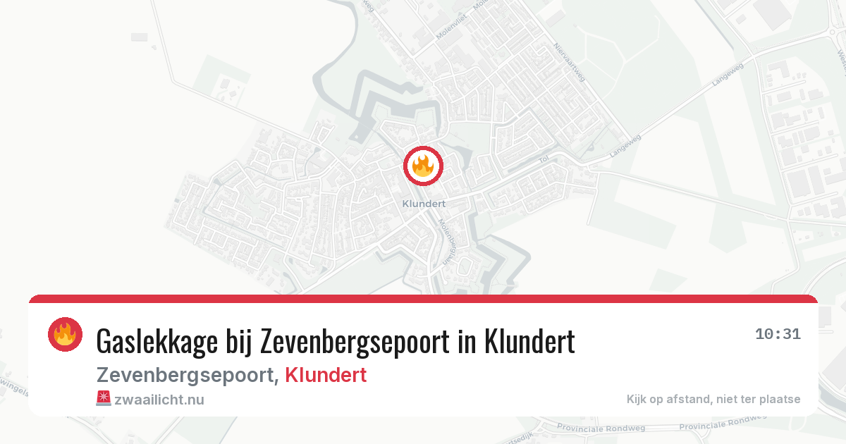 Gaslekkage bij Zevenbergsepoort in Klundert — 2 jun 2026