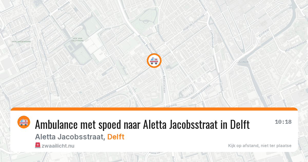 Ambulance met spoed naar Aletta Jacobsstraat in Delft — 27 jul 2026