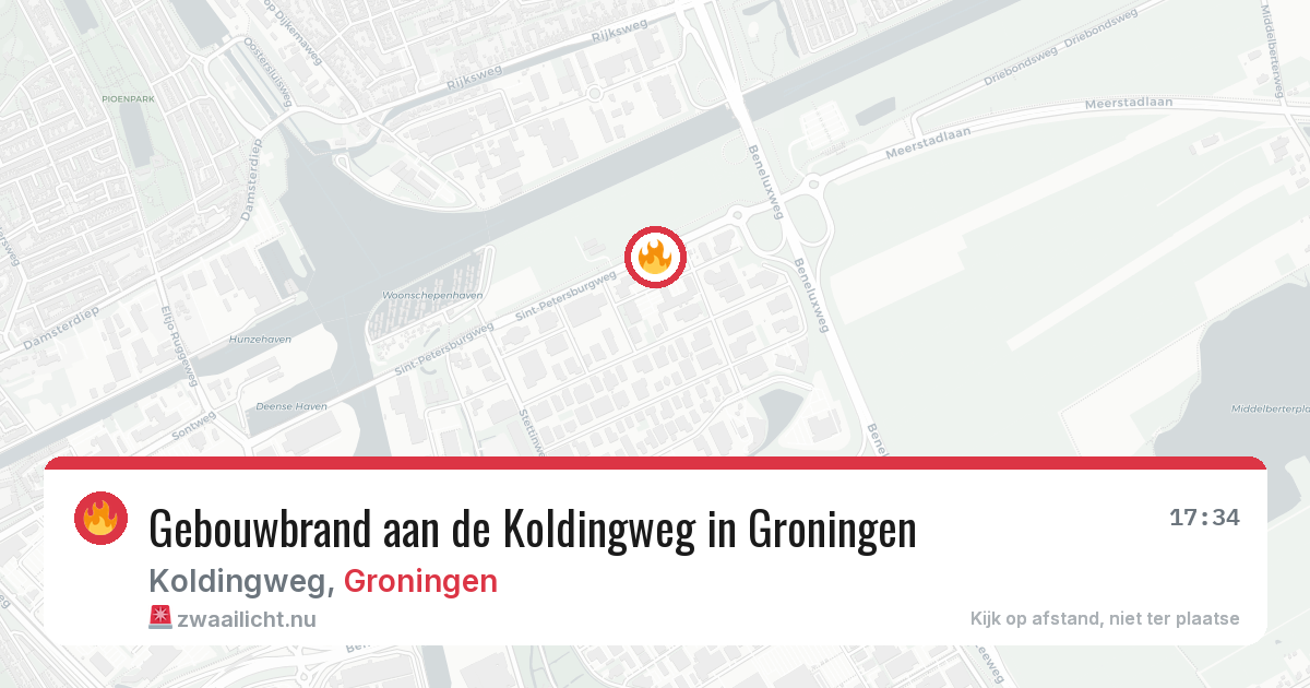 Gebouwbrand aan de Koldingweg in Groningen — 10 jul 2026