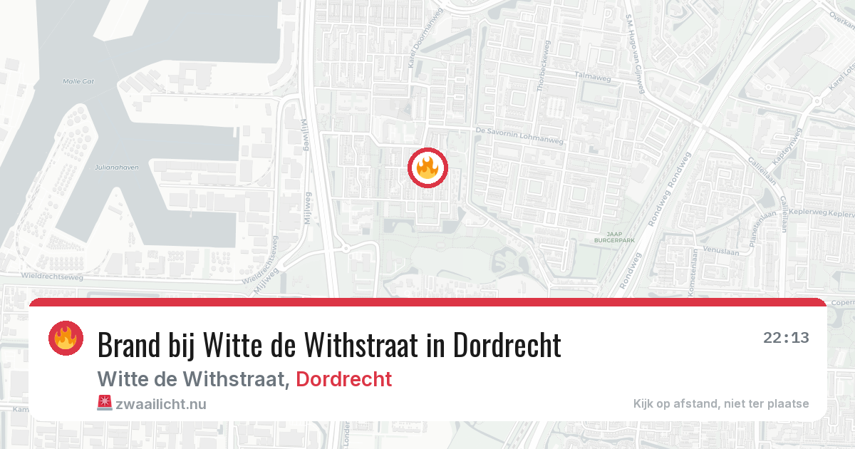 Brand bij Witte de Withstraat in Dordrecht — 21 jul 2026