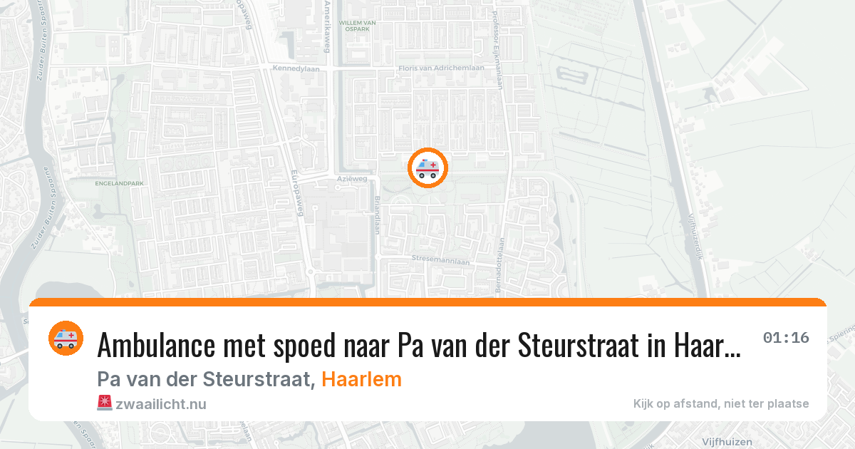 Ambulance met spoed naar Pa van der Steurstraat in Haarlem — 21 jul 2026