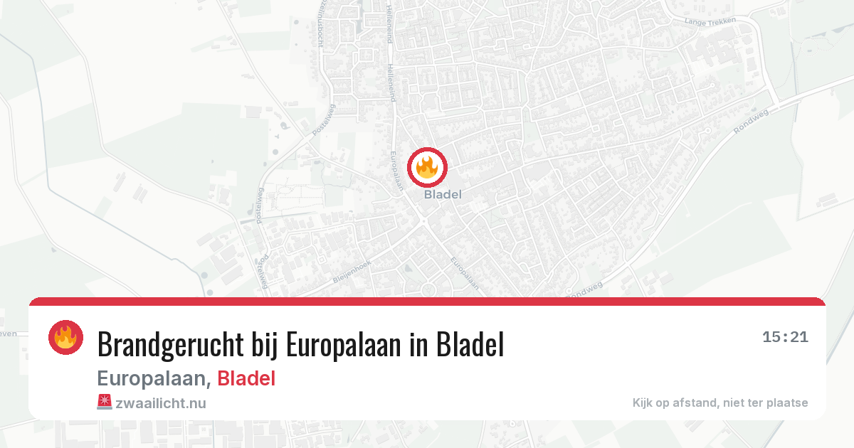 Brandgerucht bij Europalaan in Bladel — 7 jun 2026
