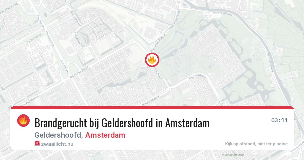 Brandgerucht bij Geldershoofd in Amsterdam — 13 jul 2026