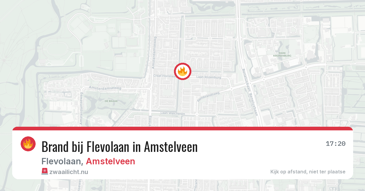Brand bij Flevolaan in Amstelveen — 26 jul 2026
