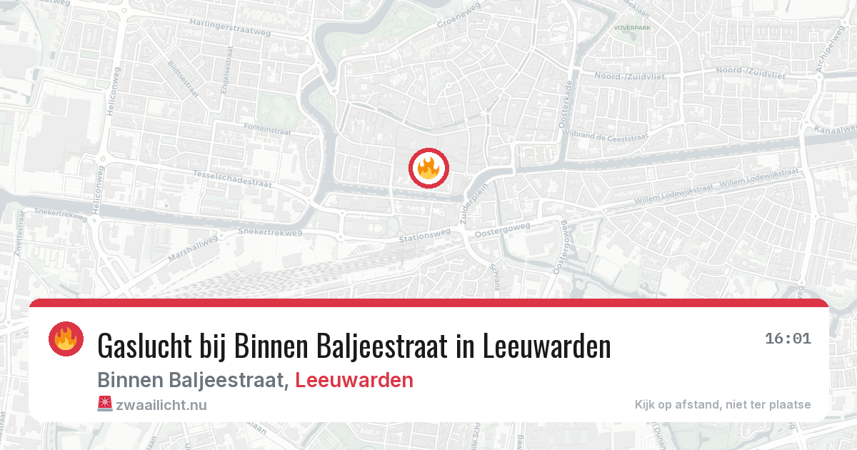 Gaslucht bij Binnen Baljeestraat in Leeuwarden — 17 mei 2026