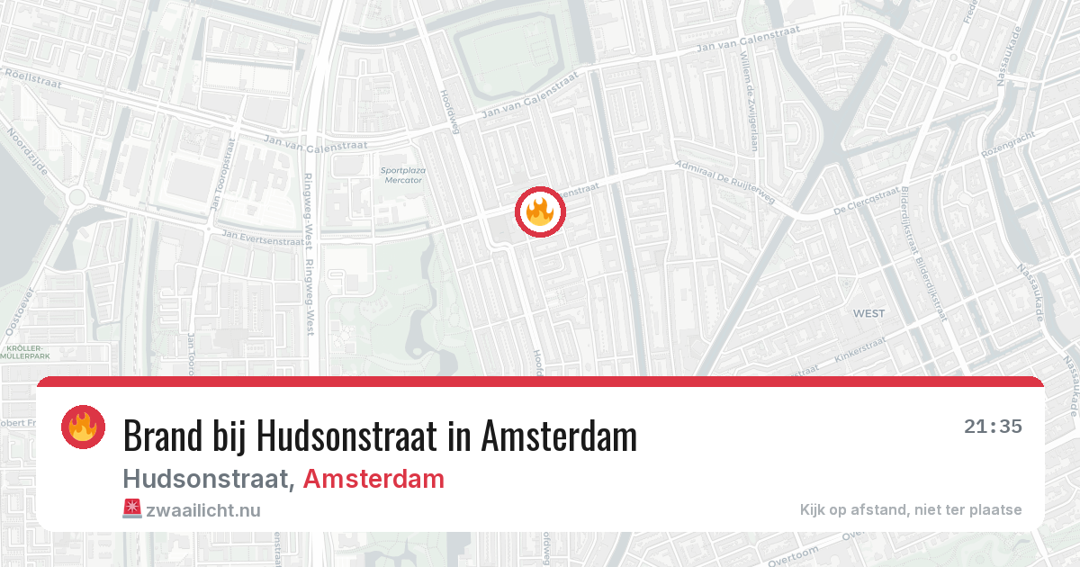 Brand bij Hudsonstraat in Amsterdam — 2 jun 2026
