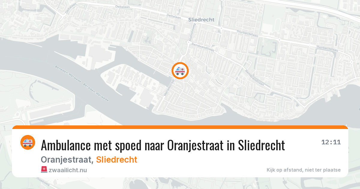 Ambulance met spoed naar Oranjestraat in Sliedrecht — 16 mrt 2026