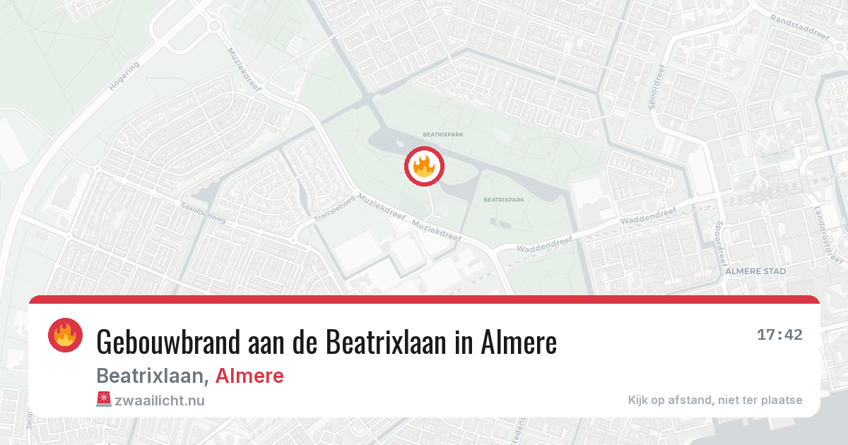 Gebouwbrand aan de Beatrixlaan in Almere — 17 mei 2026