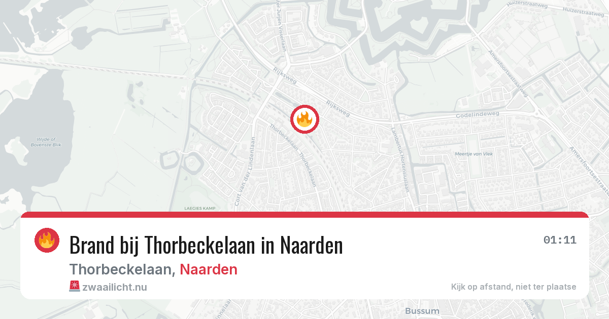 Brand bij Thorbeckelaan in Naarden — 19 jul 2026