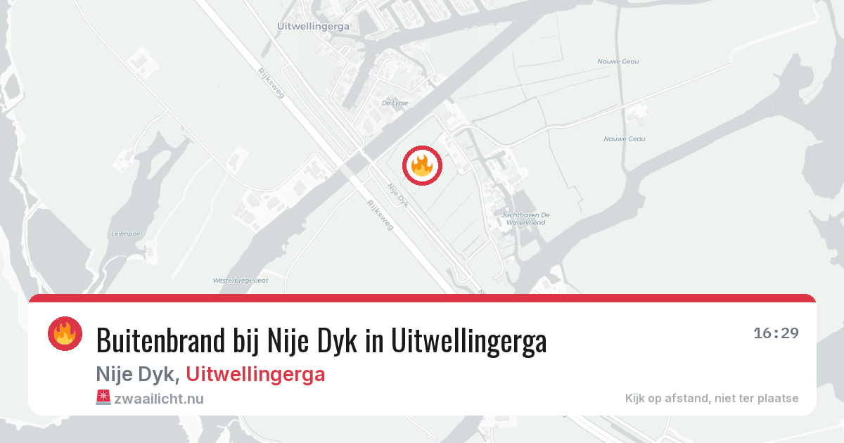 Buitenbrand bij Nije Dyk in Uitwellingerga — 25 mrt 2026