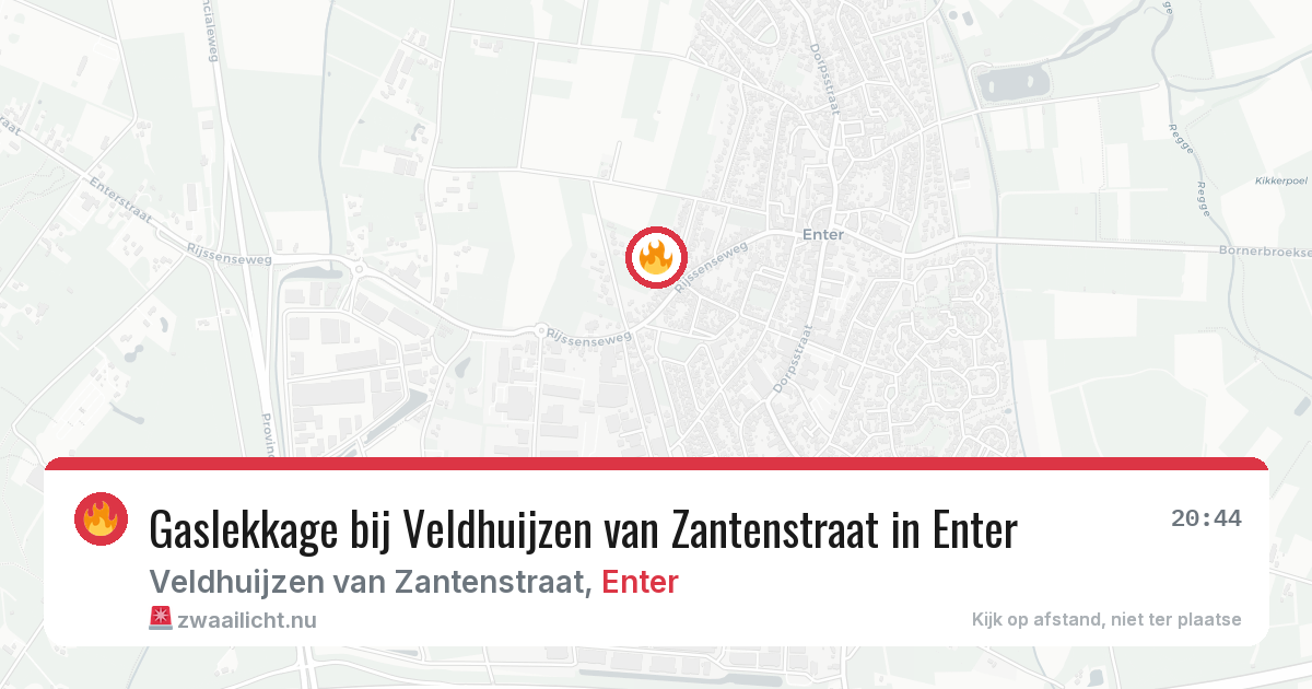 Gaslekkage bij Veldhuijzen van Zantenstraat in Enter — 9 feb 2026