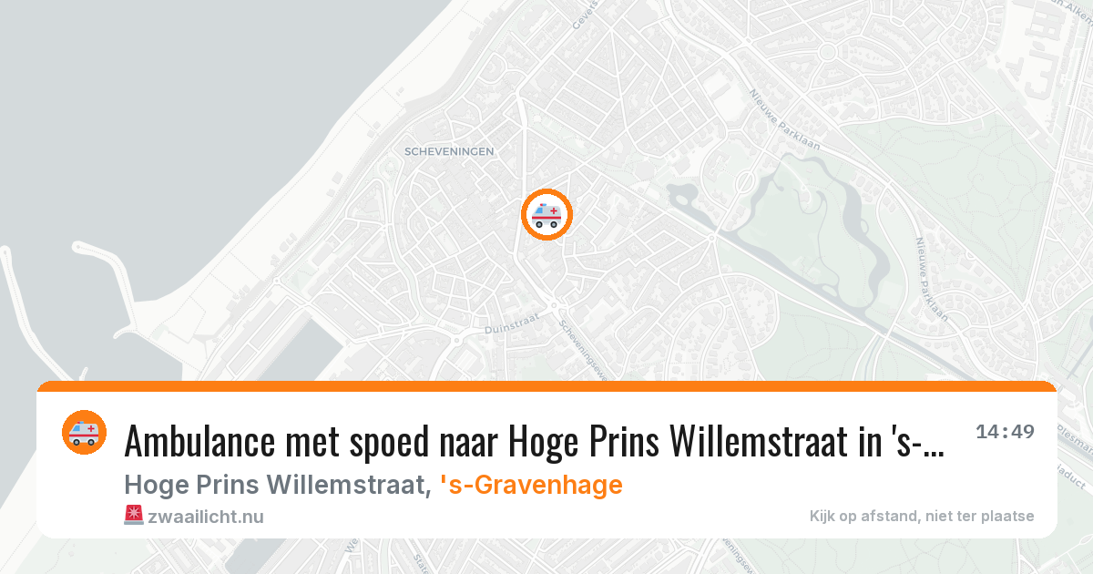 Ambulance met spoed naar Hoge Prins Willemstraat in 's-Gravenhage — 25 jul 2026