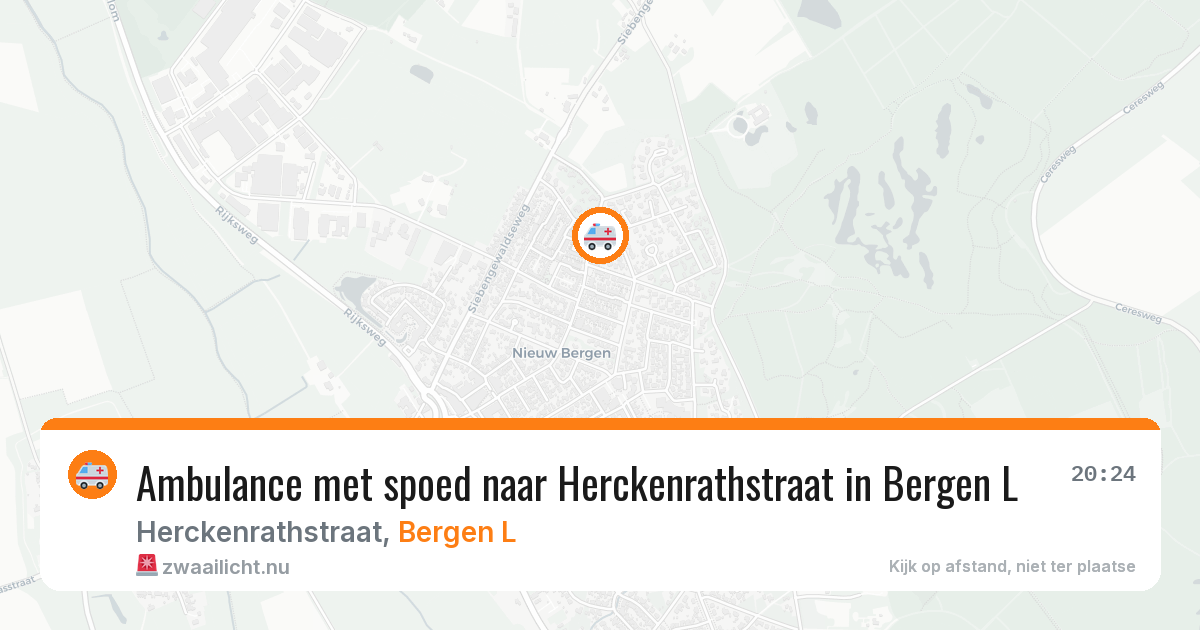 Ambulance met spoed naar Herckenrathstraat in Bergen L — 18 jul 2026