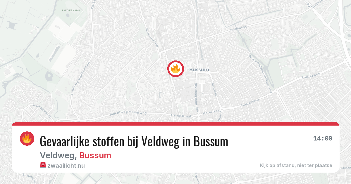Gevaarlijke stoffen bij Veldweg in Bussum — 1 jun 2026