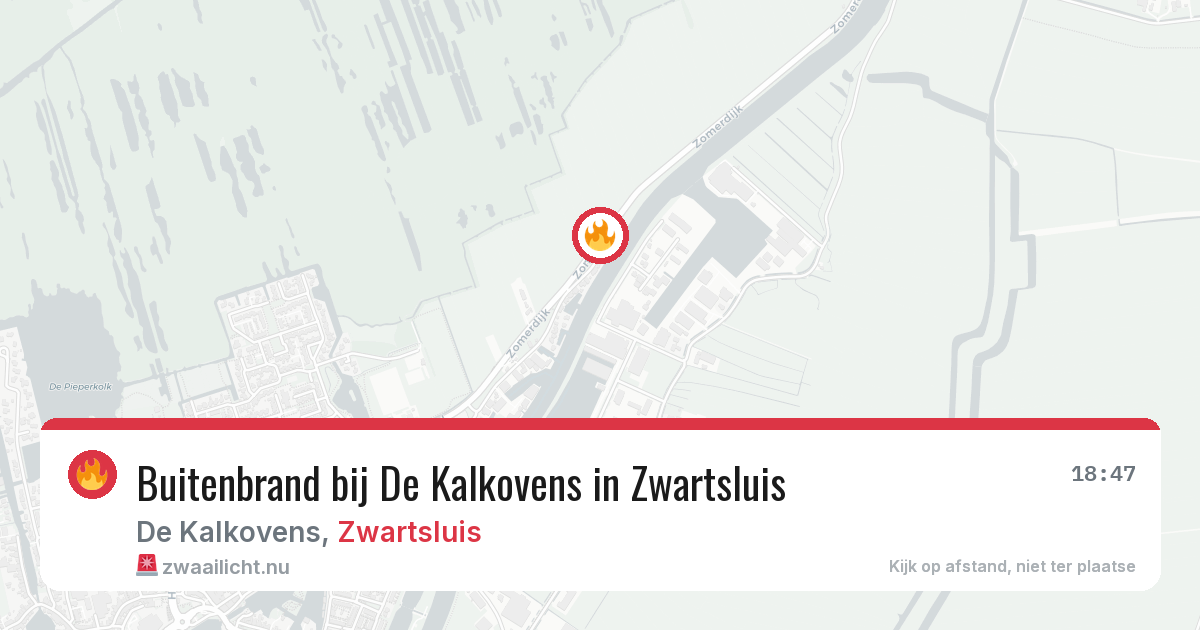 Buitenbrand bij De Kalkovens in Zwartsluis — 23 jul 2026