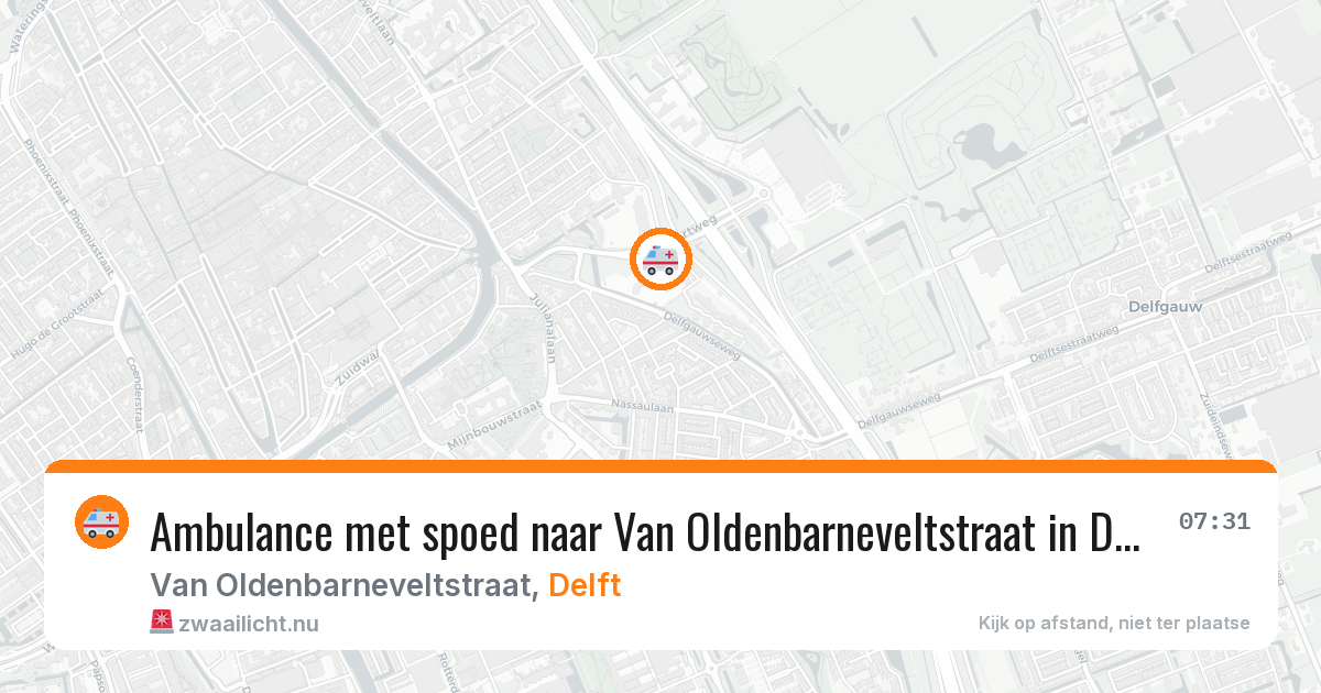 Ambulance met spoed naar Van Oldenbarneveltstraat in Delft — 24 jul 2026
