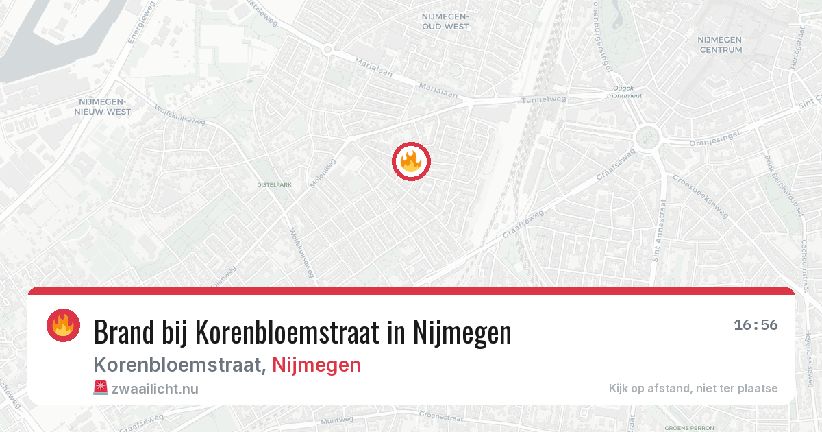 Brand bij Korenbloemstraat in Nijmegen — 20 jul 2026