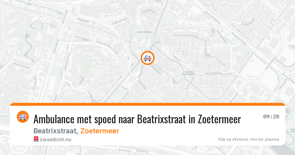 Ambulance met spoed naar Beatrixstraat in Zoetermeer — 9 jun 2026