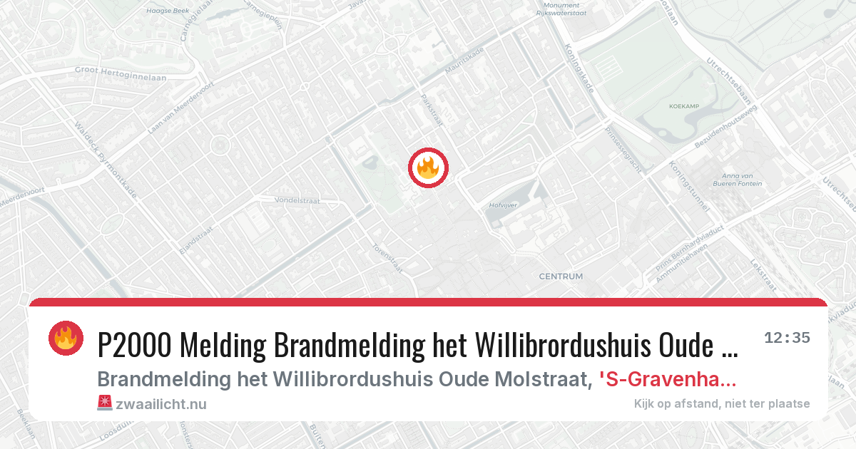 P2000 Melding Brandmelding het Willibrordushuis Oude Molstraat, 'S-Gravenhage — 4 feb 2026