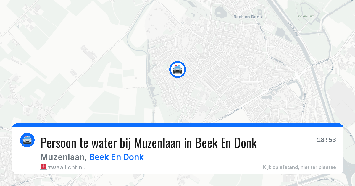 Persoon te water bij Muzenlaan in Beek En Donk — 26 jul 2026