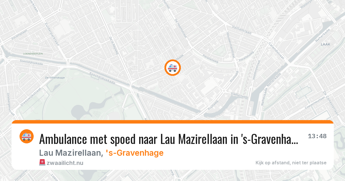 Ambulance met spoed naar Lau Mazirellaan in 's-Gravenhage — 18 jul 2026
