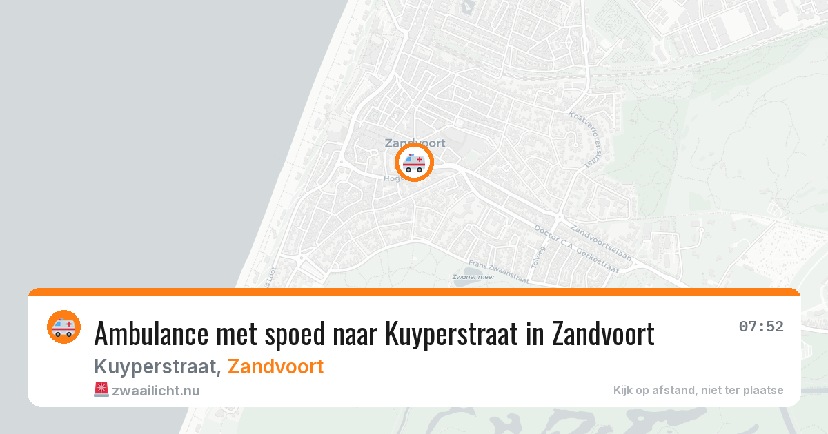 Ambulance met spoed naar Kuyperstraat in Zandvoort — 19 jul 2026
