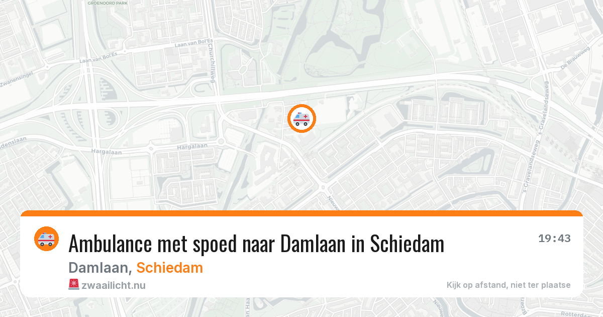 Ambulance met spoed naar Damlaan in Schiedam — 14 jul 2026