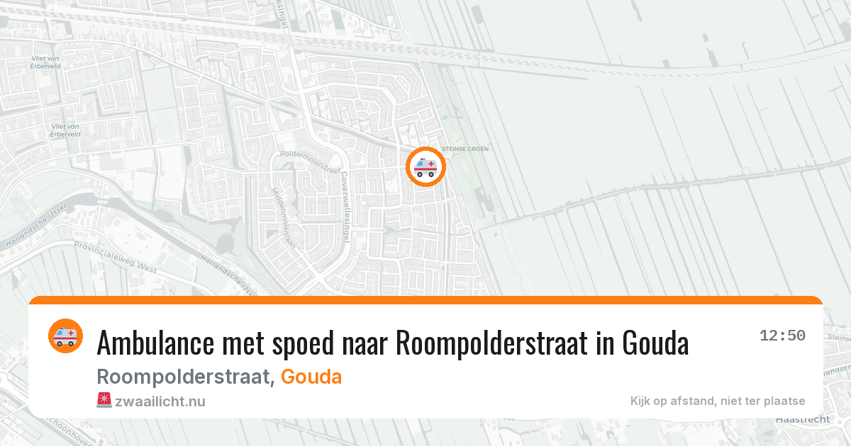 Ambulance met spoed naar Roompolderstraat in Gouda — 15 mrt 2026