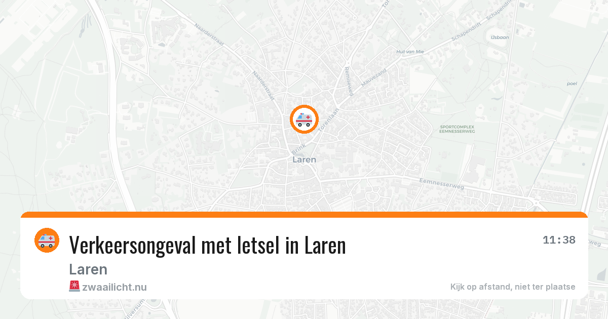 Verkeersongeval met letsel in Laren — 17 apr 2026