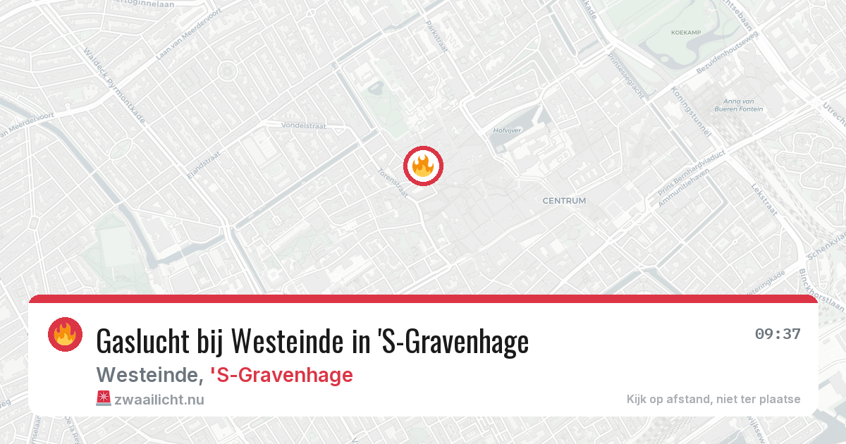 Gaslucht bij Westeinde in 'S-Gravenhage — 12 mei 2026