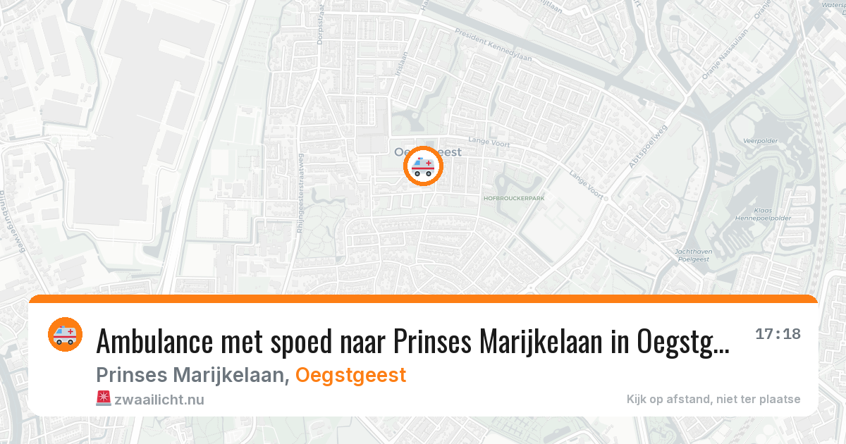Ambulance met spoed naar Prinses Marijkelaan in Oegstgeest — 15 mrt 2026