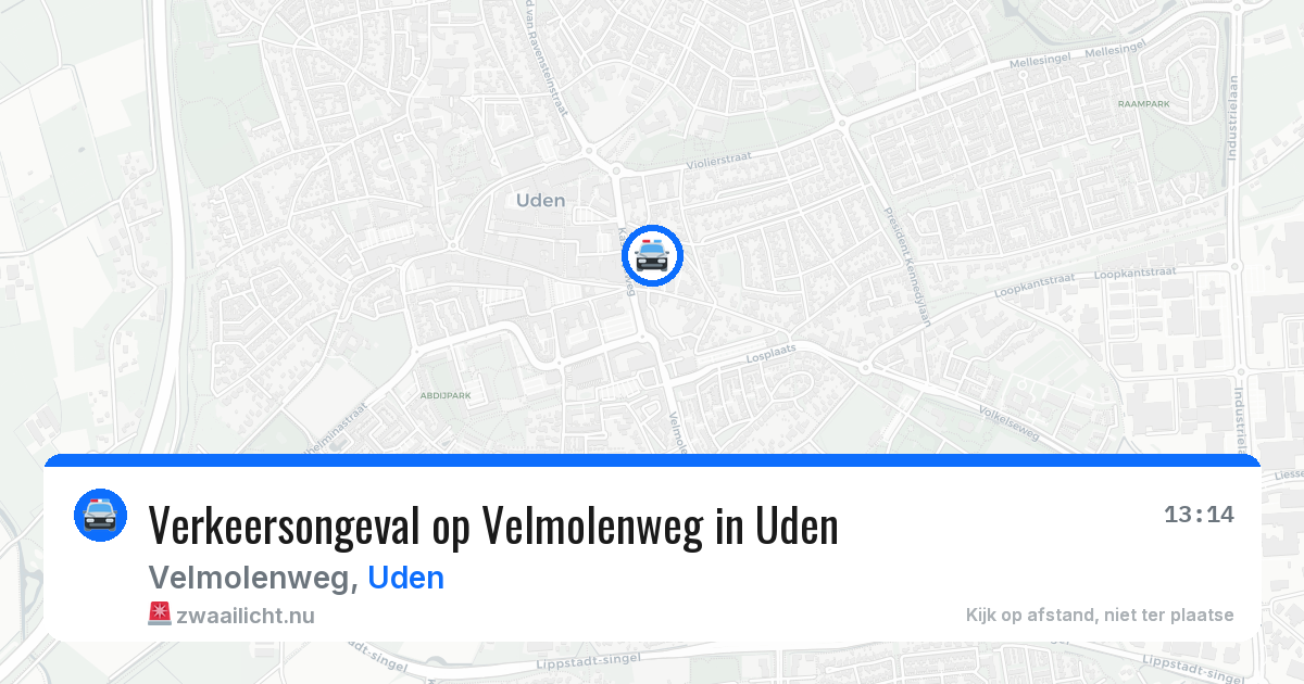 Verkeersongeval op Velmolenweg in Uden — 14 jul 2026