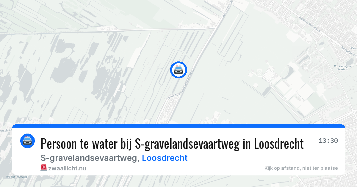Persoon te water bij S-gravelandsevaartweg in Loosdrecht — 16 jul 2026