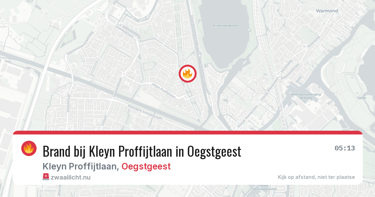 Brand bij Kleyn Proffijtlaan in Oegstgeest — 23 jul 2026